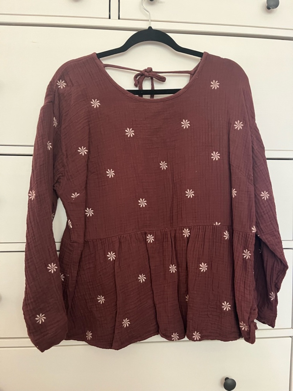 Madewell Mauve-Rose Embroidered Peasant Tunic